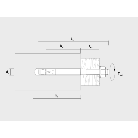 Technical drawing of quick-fix anchor BAZ